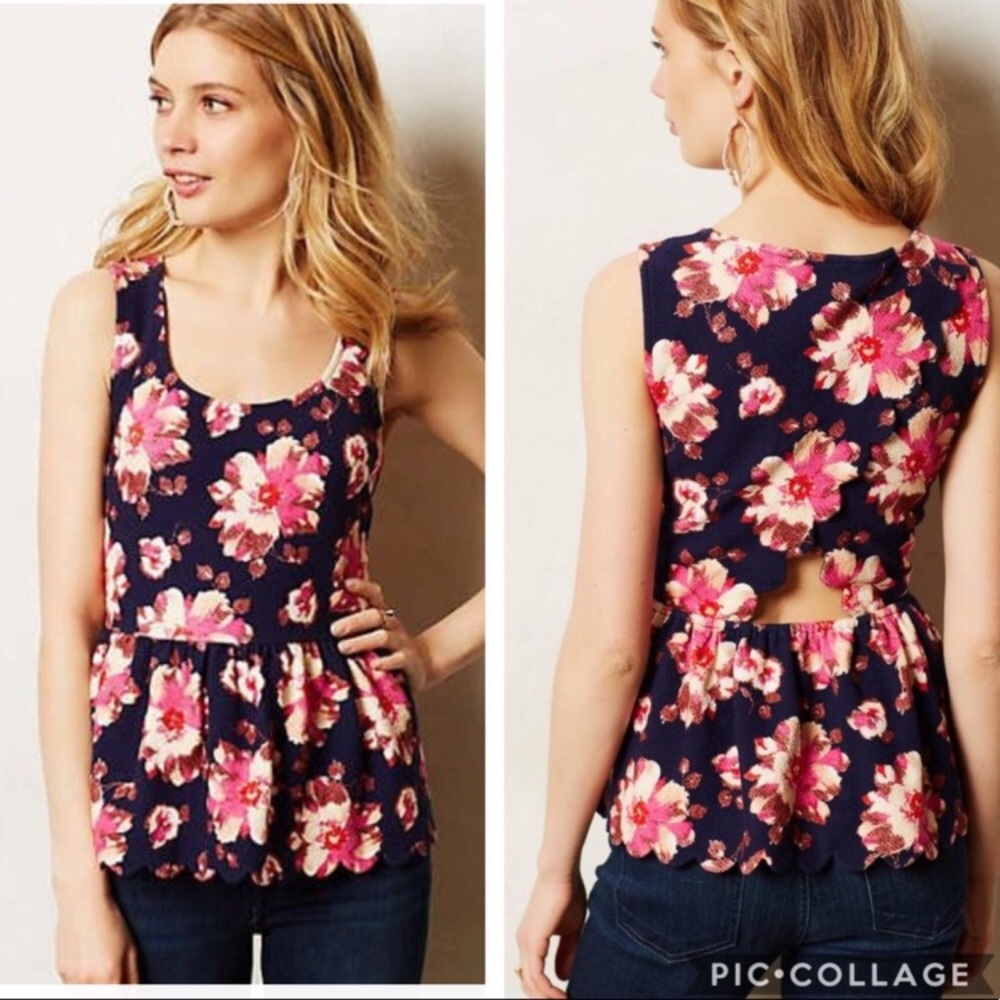Anthropologie Postmark Clovelly Floral Peplum Top